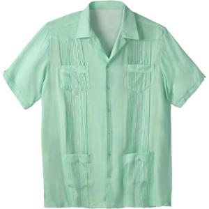 imageKingSize Mens Big ampamp Tall ShortSleeve Guayabera ShirtSeafoam