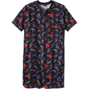 imageKingSize Mens Big ampamp Tall ShortSleeve Henley NightshirtNavy Football