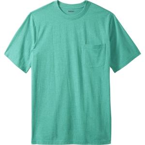 imageKingSize Mens Big ampamp Tall ShrinkLess Lightweight Pocket Crewneck TShirtTidal Green Heather