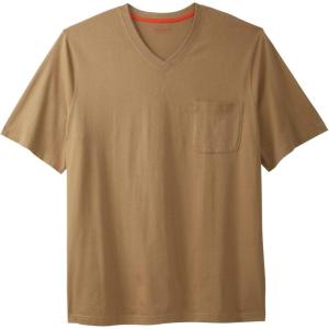 imageBoulder Creek by Kingsize Mens Big ampamp Tall Heavyweight Pocket VNeck TeeDark Khaki