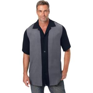 imageKingSize Mens Big ampamp Tall Colorblock Camp ShirtSteel Black