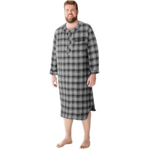 imageKingSize Mens Big ampamp Tall Plaid Flannel NightshirtBlack Plaid
