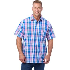 imageKingSize Mens Big ampamp Tall ShortSleeve Plaid Sport ShirtFrench Blue Plaid
