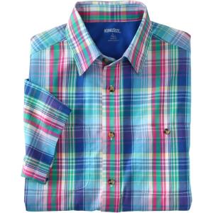 imageKingSize Mens Big ampamp Tall ShortSleeve Plaid Sport ShirtKelly Green Plaid
