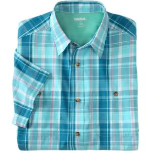imageKingSize Mens Big ampamp Tall ShortSleeve Plaid Sport ShirtSeafoam Plaid