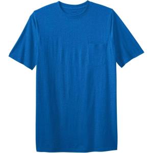 imageKingSize Mens Big ampamp Tall ShrinkLess Lightweight LongerLength Crewneck Pocket TShirtHeather Ultra Blue