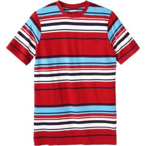 imageKingSize Mens Big ampamp Tall ShrinkLess Lightweight LongerLength Crewneck Pocket TShirtRed Stripe
