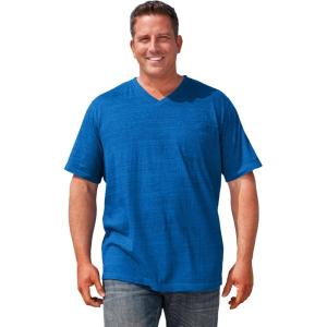 imageKingSize Mens Big ampamp Tall ShrinkLess Lightweight VNeck Pocket TShirtHeather Ultra Blue