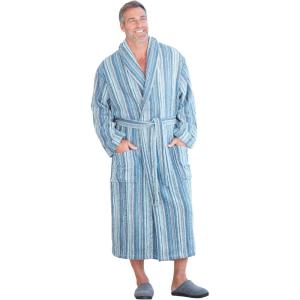 imageKingSize Mens Big ampamp Tall Tall Terry Bathrobe With PocketsSlate Blue Stripe