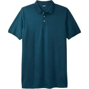 imageKingSize Mens Big ampamp Tall LongerLength ShrinkLess Cotton Polo ShirtHeather Midnight Teal