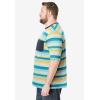 imageKingSize Mens Big ampamp Tall ShrinkLess Lightweight Pocket Crewneck TShirtLight Teal Stripe