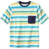 imageKingSize Mens Big ampamp Tall ShrinkLess Lightweight Pocket Crewneck TShirtLight Teal Stripe