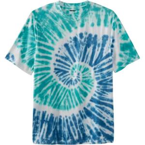 imageKingSize Mens Big ampamp Tall Lightweight TieDye Crewneck TeeTeal Tie Dye