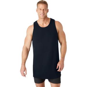 imageKingSize Mens Big ampamp Tall Longer Length Ribbed Cotton TankBlack