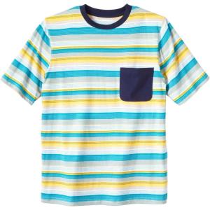 imageKingSize Mens Big ampamp Tall ShrinkLess Lightweight Pocket Crewneck TShirtLight Teal Stripe