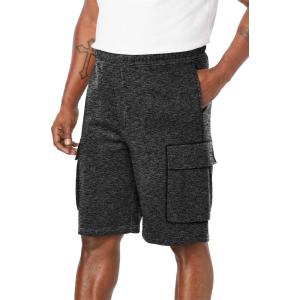 imageKingSize Mens Big ampamp Tall 10quot Fleece Cargo ShortsBlack White Heather 1164