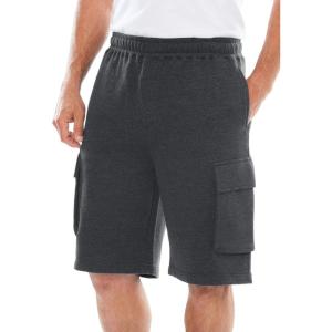 imageKingSize Mens Big ampamp Tall 10quot Fleece Cargo ShortsHeather Charcoal 1337