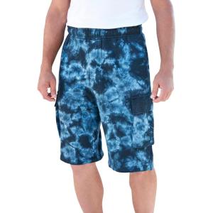 imageKingSize Mens Big ampamp Tall 10quot Fleece Cargo ShortsNavy Marble 2203