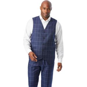 imageKingSize Mens Big ampamp Tall KS Signature Collection Easy Movement 5Button Suit VestNavy Check
