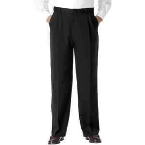 imageKingSize Mens Big ampamp Tall No Hassle Classic Fit Expandable Waist DoublePleat Dress PantsBlack