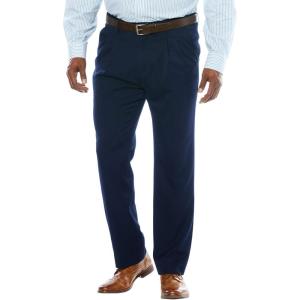 imageKingSize Mens Big ampamp Tall No Hassle Classic Fit Expandable Waist DoublePleat Dress PantsNavy