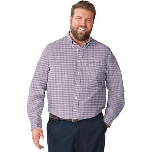 imageKingSize Mens Big ampamp Tall Tall WrinkleFree Dress ShirtRich Burgundy Gingham