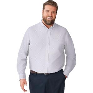 imageKingSize Mens Big ampamp Tall Tall WrinkleFree Dress ShirtWhite Navy Pindot