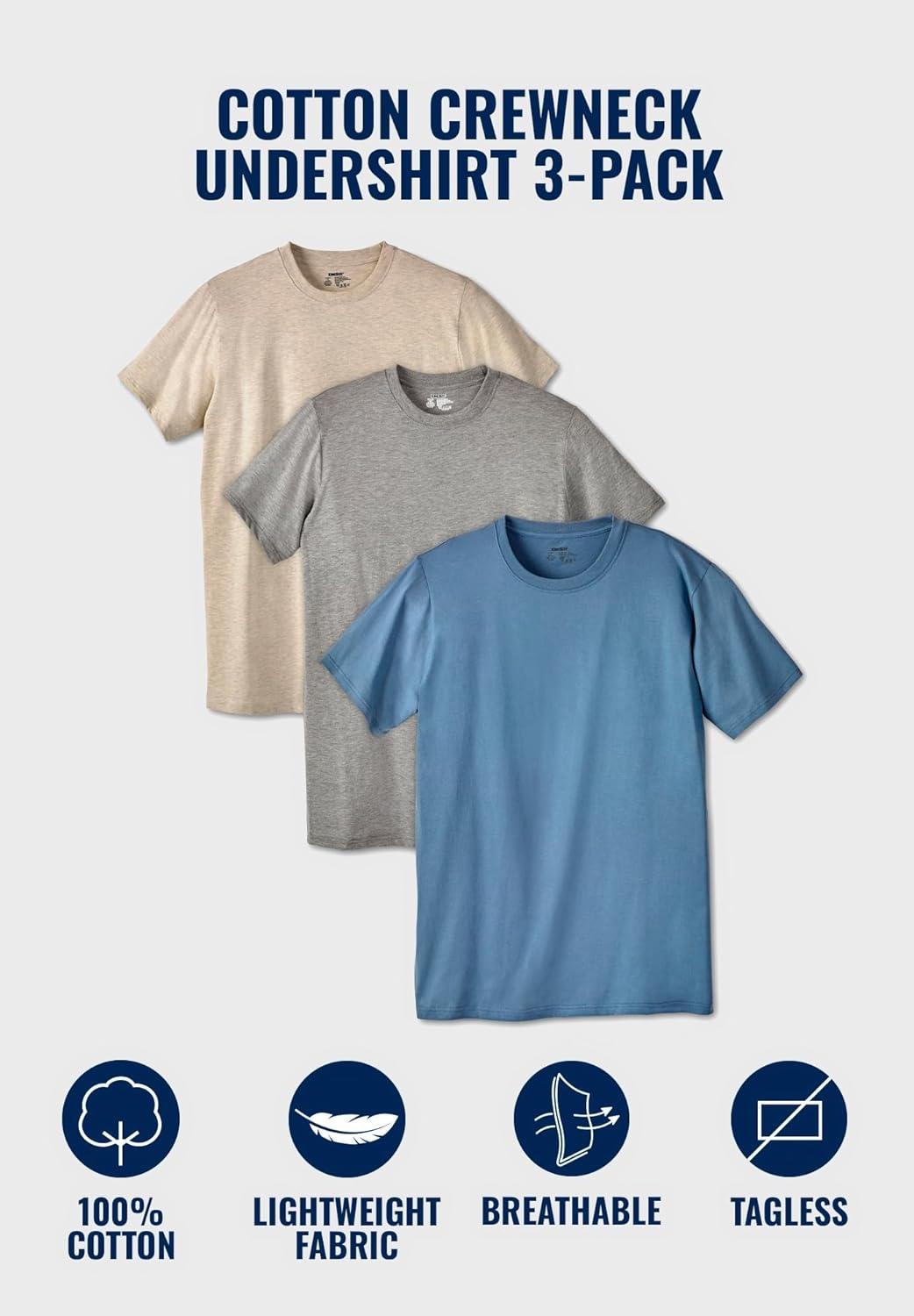 imageKingSize Mens Big ampamp Tall 3Pack Cotton Crewneck UndershirtAssorted Colors 3 Pack