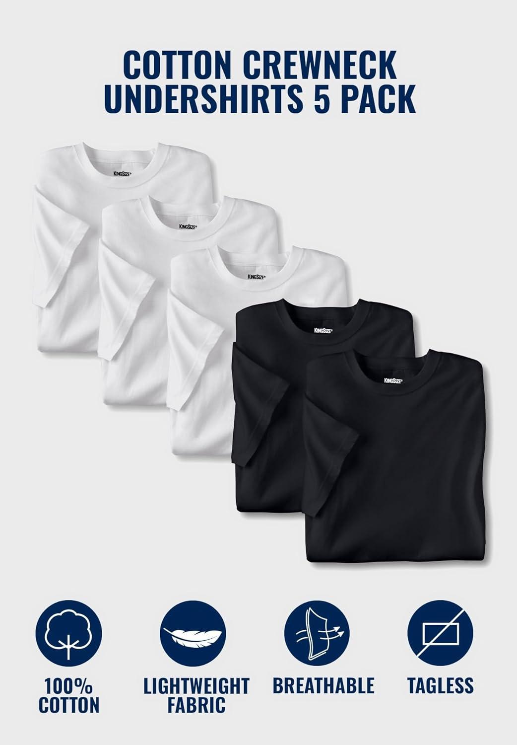imageKingSize Mens Big ampamp Tall 3Pack Cotton Crewneck UndershirtAssorted Colors 5 Pack