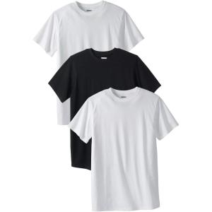 imageKingSize Mens Big ampamp Tall 3Pack Cotton Crewneck UndershirtAssorted Black White 0288