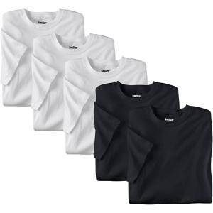 imageKingSize Mens Big ampamp Tall 3Pack Cotton Crewneck UndershirtAssorted Black White 5 Pack
