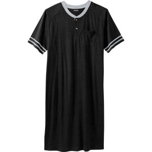 imageKingSize Mens Big ampamp Tall ShortSleeve Jersey Henley NightshirtBlack