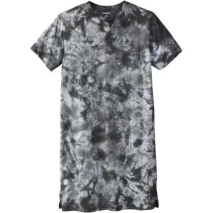 imageKingSize Mens Big ampamp Tall ShortSleeve Jersey Henley NightshirtBlack White Marble