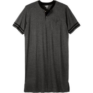 imageKingSize Mens Big ampamp Tall ShortSleeve Jersey Henley NightshirtHeather Charcoal