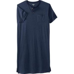 imageKingSize Mens Big ampamp Tall ShortSleeve Jersey Henley NightshirtHeather Navy