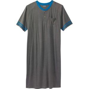 imageKingSize Mens Big ampamp Tall ShortSleeve Jersey Henley NightshirtHeather Slate Grey