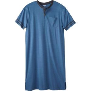 imageKingSize Mens Big ampamp Tall ShortSleeve Jersey Henley NightshirtHeather Soft Blue