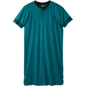 imageKingSize Mens Big ampamp Tall ShortSleeve Jersey Henley NightshirtHeather Teal