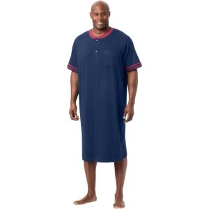 imageKingSize Mens Big ampamp Tall ShortSleeve Jersey Henley NightshirtNavy
