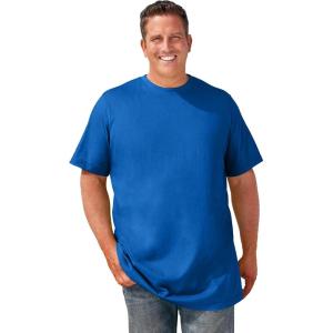 imageKingSize Mens Big ampamp Tall ShrinkLess Lightweight LongerLength Crewneck TShirtHeather Ultra Blue