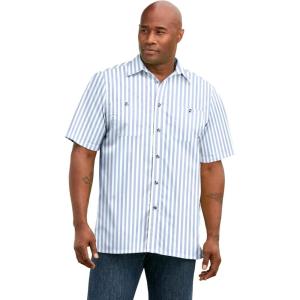 imageKingSize Mens Big ampamp Tall Striped ShortSleeve Sport ShirtLight Blue Stripe