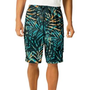 imageKingSize Mens Big ampamp Tall 8quot Flex Cargo Swim TrunksGreen Painterly Leaves