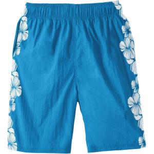 imageKingSize Mens Big ampamp Tall Basic 8quot 4Way Flex Swim TrunkBlue Hawaiian Floral
