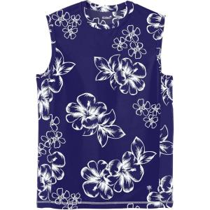 imageKingSize Mens Big ampamp Tall ClingFree Swim Muscle TankNavy Hibiscus