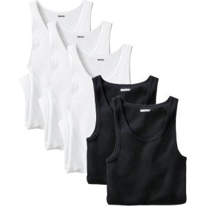 imageKingSize Mens Big ampamp Tall 3Pack Ribbed Cotton Tank UndershirtAssorted Black White 5 Pack