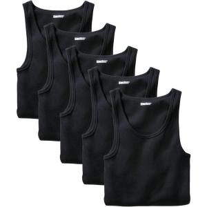imageKingSize Mens Big ampamp Tall 3Pack Ribbed Cotton Tank UndershirtBlack 5 Pack