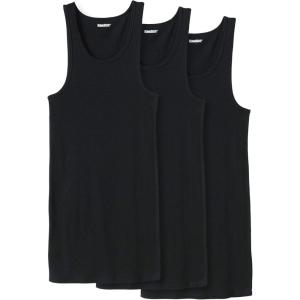 imageKingSize Mens Big ampamp Tall 3Pack Ribbed Cotton Tank UndershirtBlack Classic