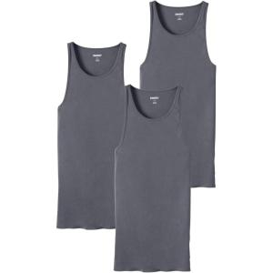imageKingSize Mens Big ampamp Tall 3Pack Ribbed Cotton Tank UndershirtSteel