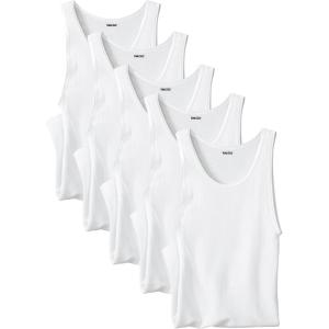 imageKingSize Mens Big ampamp Tall 3Pack Ribbed Cotton Tank UndershirtWhite 5 Pack