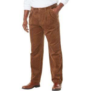imageKingSize Mens Big ampamp Tall Expandable Waist Corduroy PleatFront PantsDark Wheat